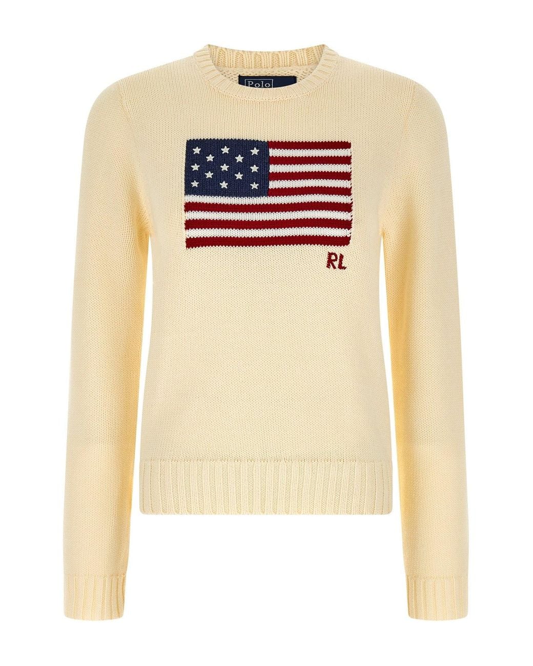 Polo Ralph Lauren White 'The Iconic Flag' Sweater