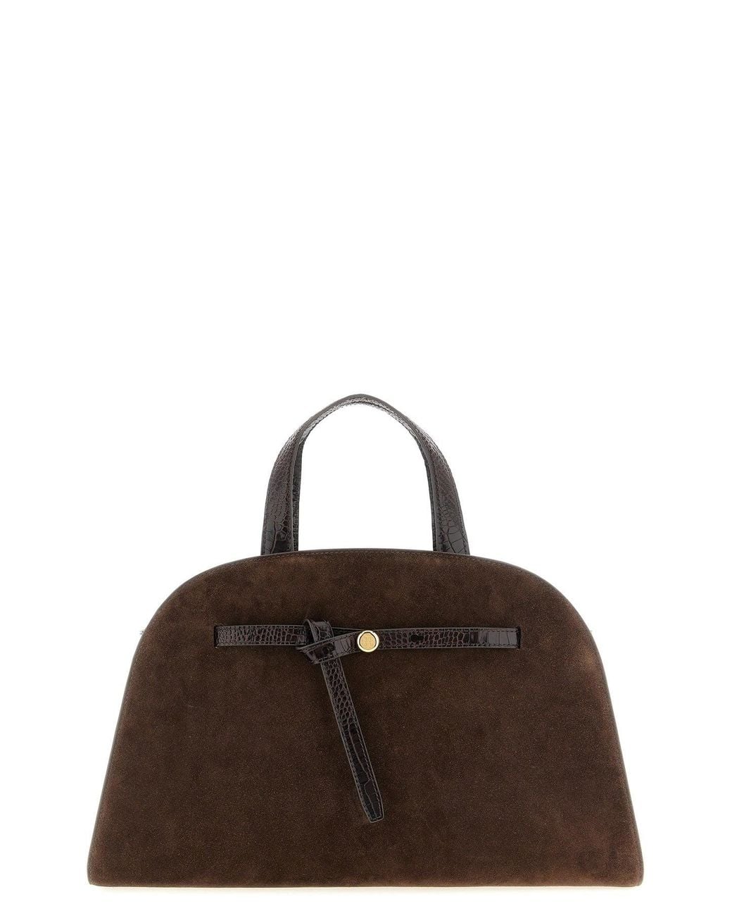 Tory Burch Brown Romy Suede Bauletto Bag With Knotted Belt Detail