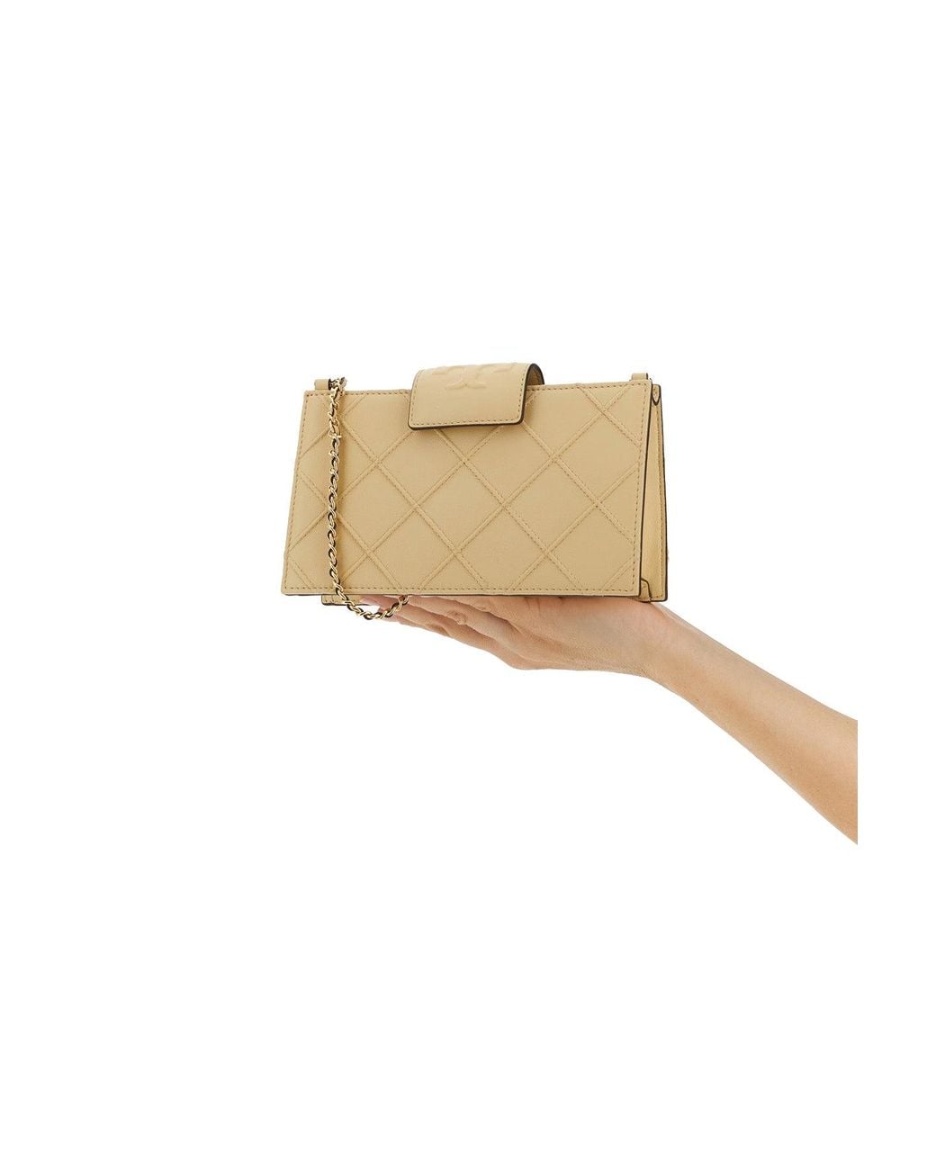 Tory Burch Natural Chain Wallet 'Fleming'