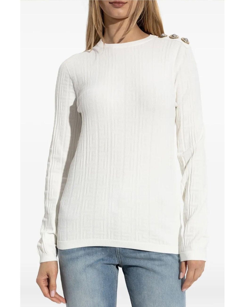 Top 'Monogram Knit' di Balmain in White