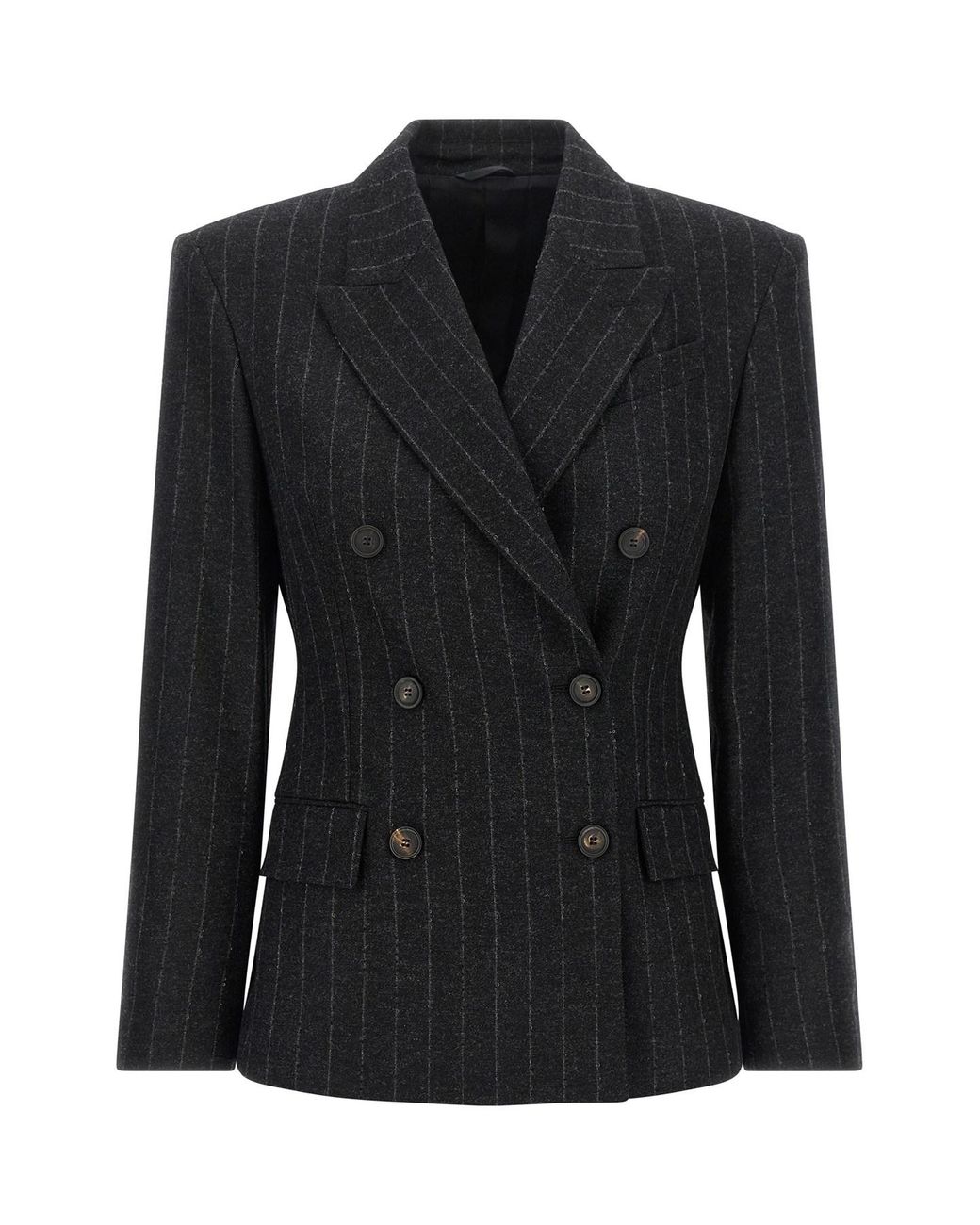 Brunello Cucinelli Black Pinstripe Blazer