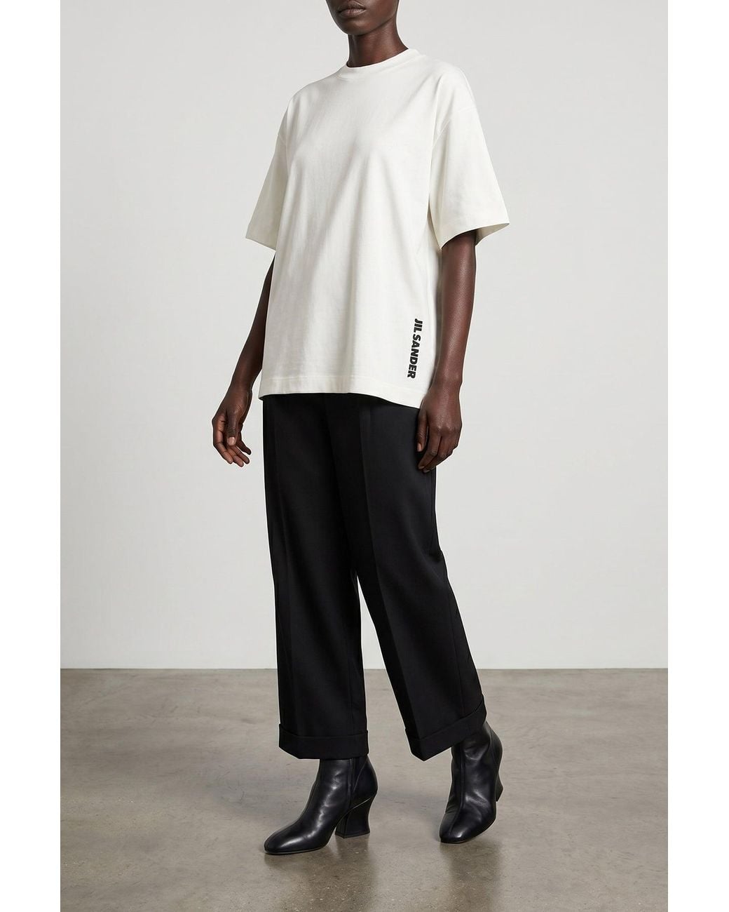 Jil Sander White T-Shirt With Vertical Logo