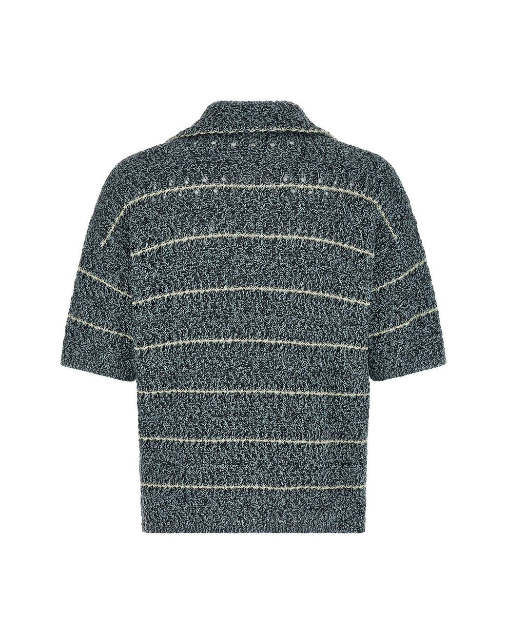 Roberto Collina Gray Mouliné Knit Polo for men