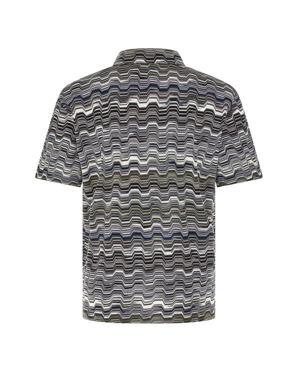 Missoni Gray Polo 'Irregular Zig Zag' for men
