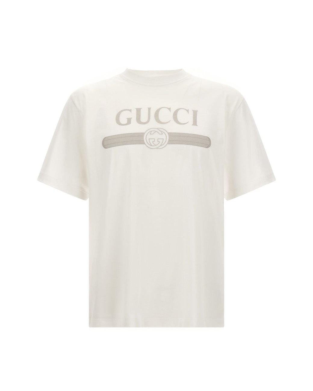 Gucci White Web T-Shirt With Interlocking Gg Motif for men