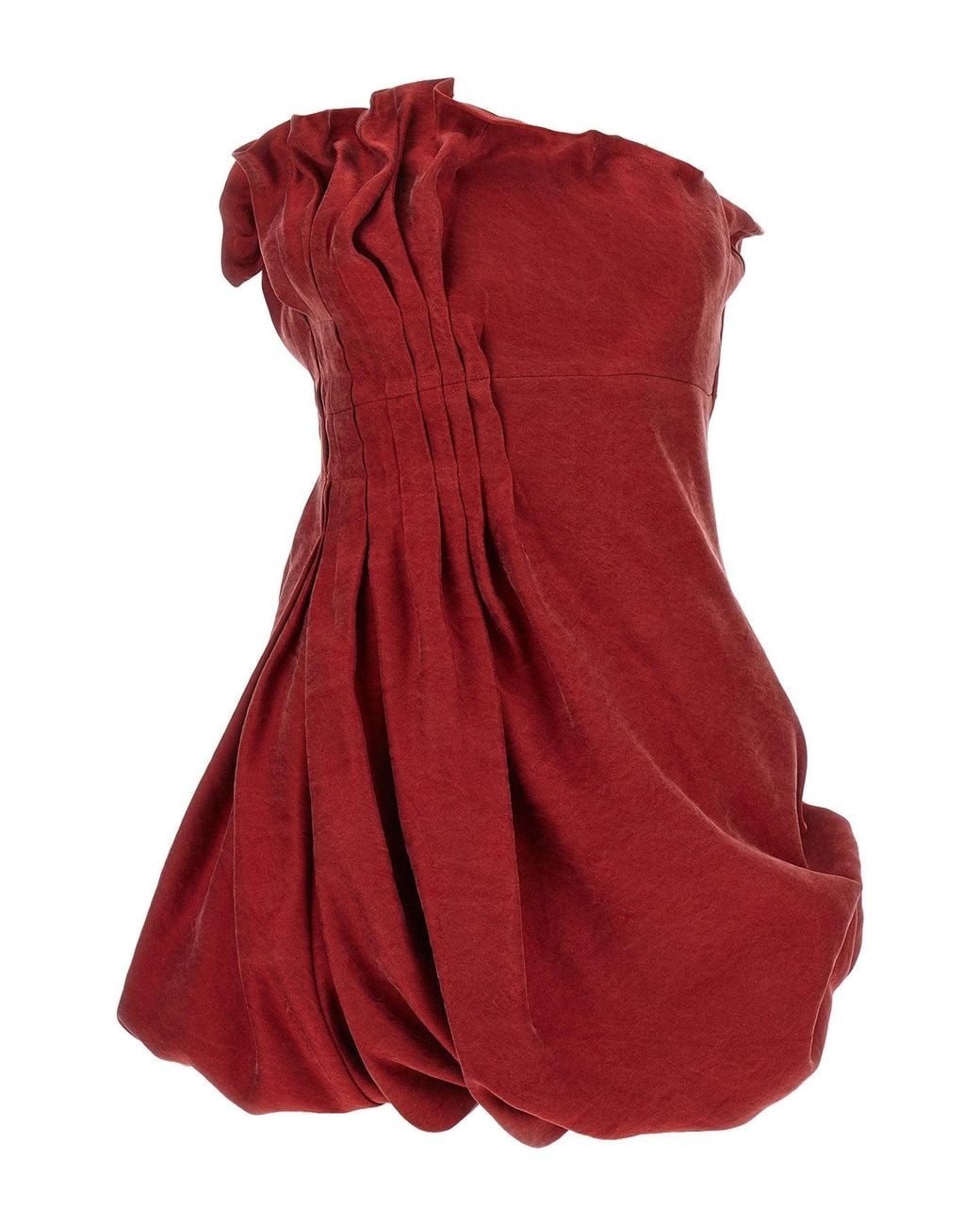 Magda Butrym Red Asymmetric Pleated Mini Dress