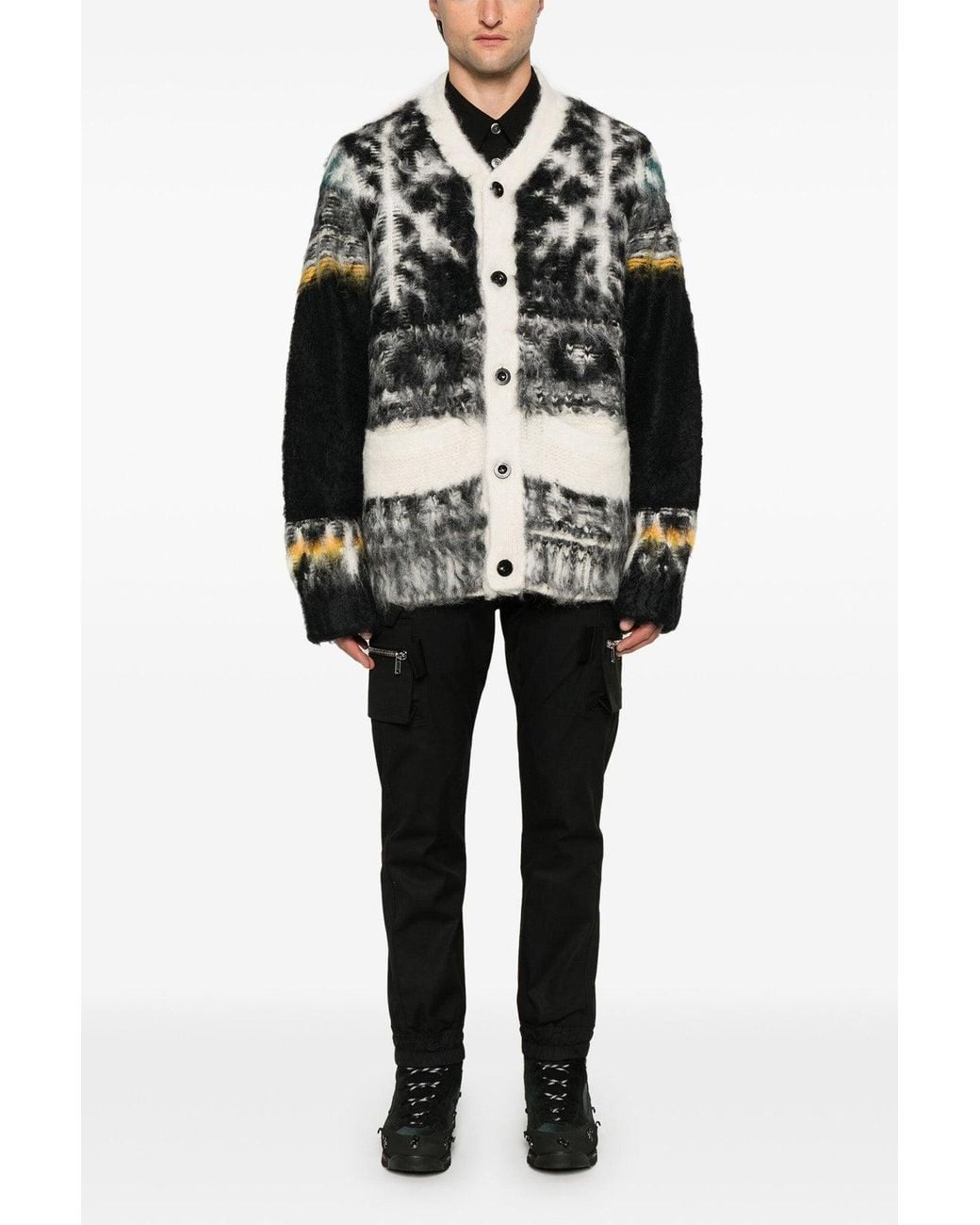Sacai Black Cardigan 'Pattern Knit' for men