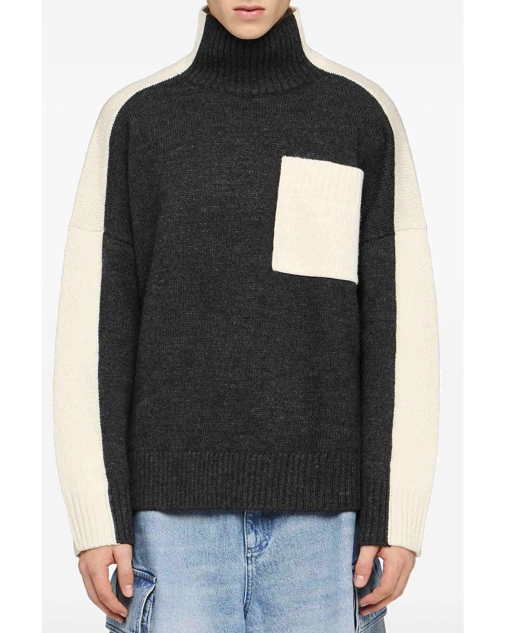 J.W. Anderson Black J. W.Anderson 'Two Tone Patch Pocket' Sweater for men