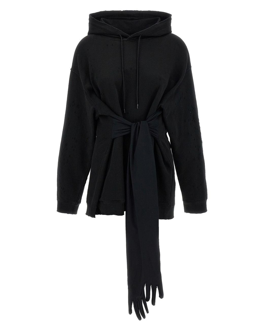 MM6 by Maison Margiela Black Dress 'Hoodie Dress With Gloves'