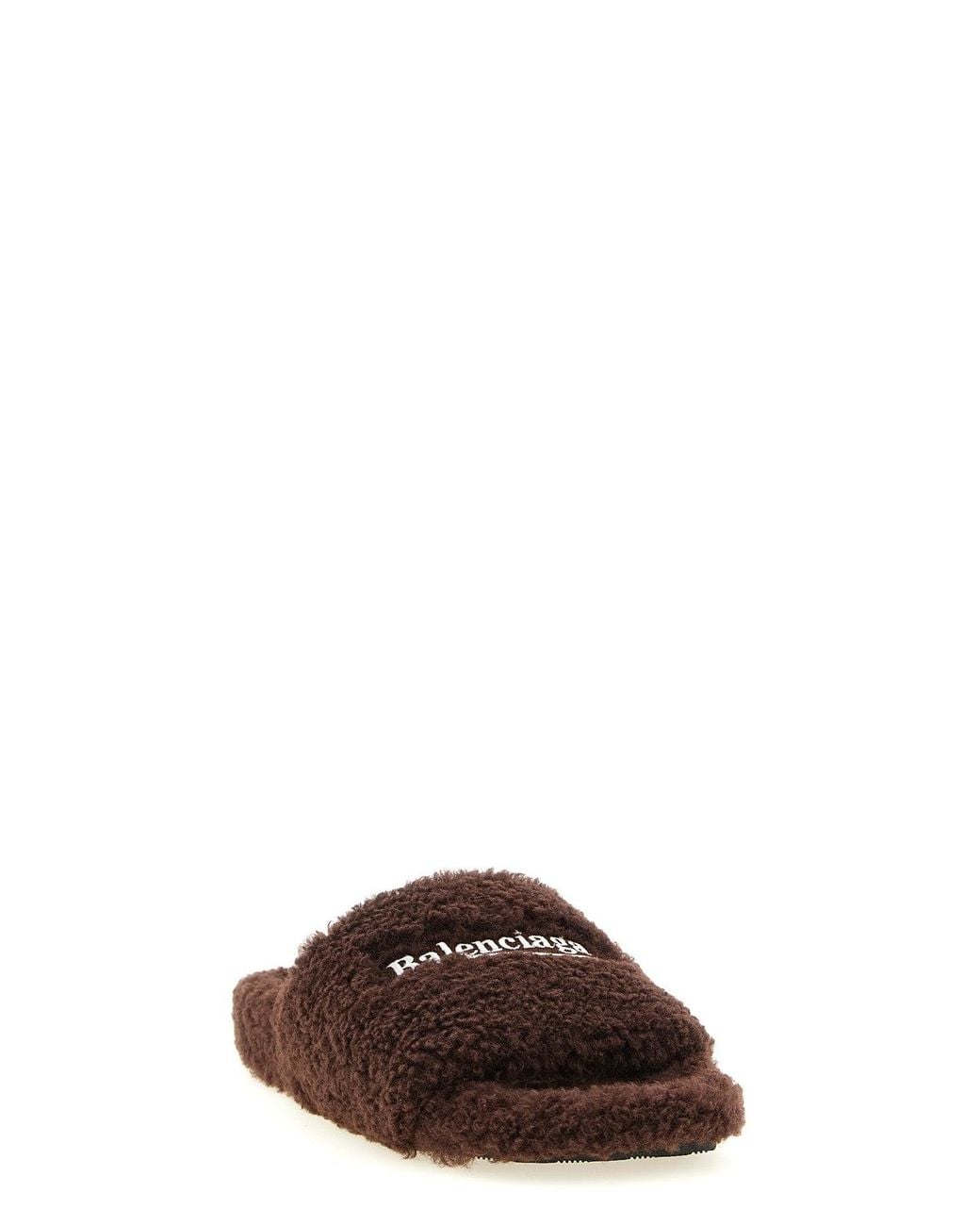 Balenciaga Brown Plush 'Furry' Slide Sandal