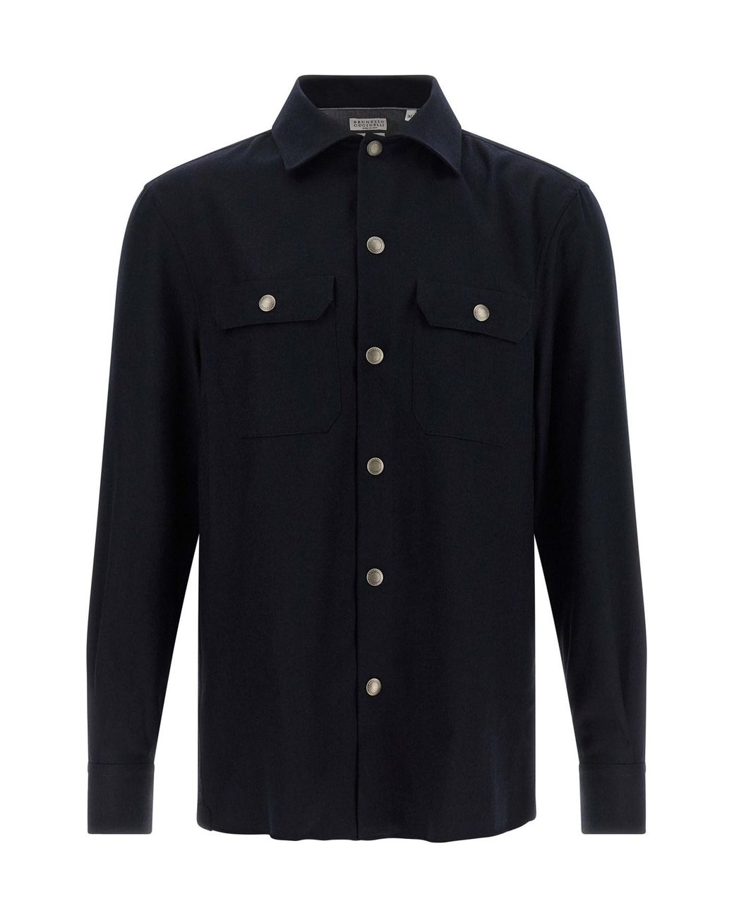 Brunello Cucinelli Blue Flannel Overshirt for men