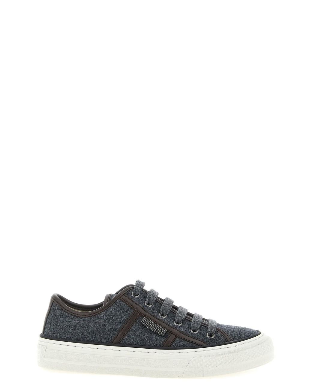 Brunello Cucinelli Black 'shiny Tab' Sneakers