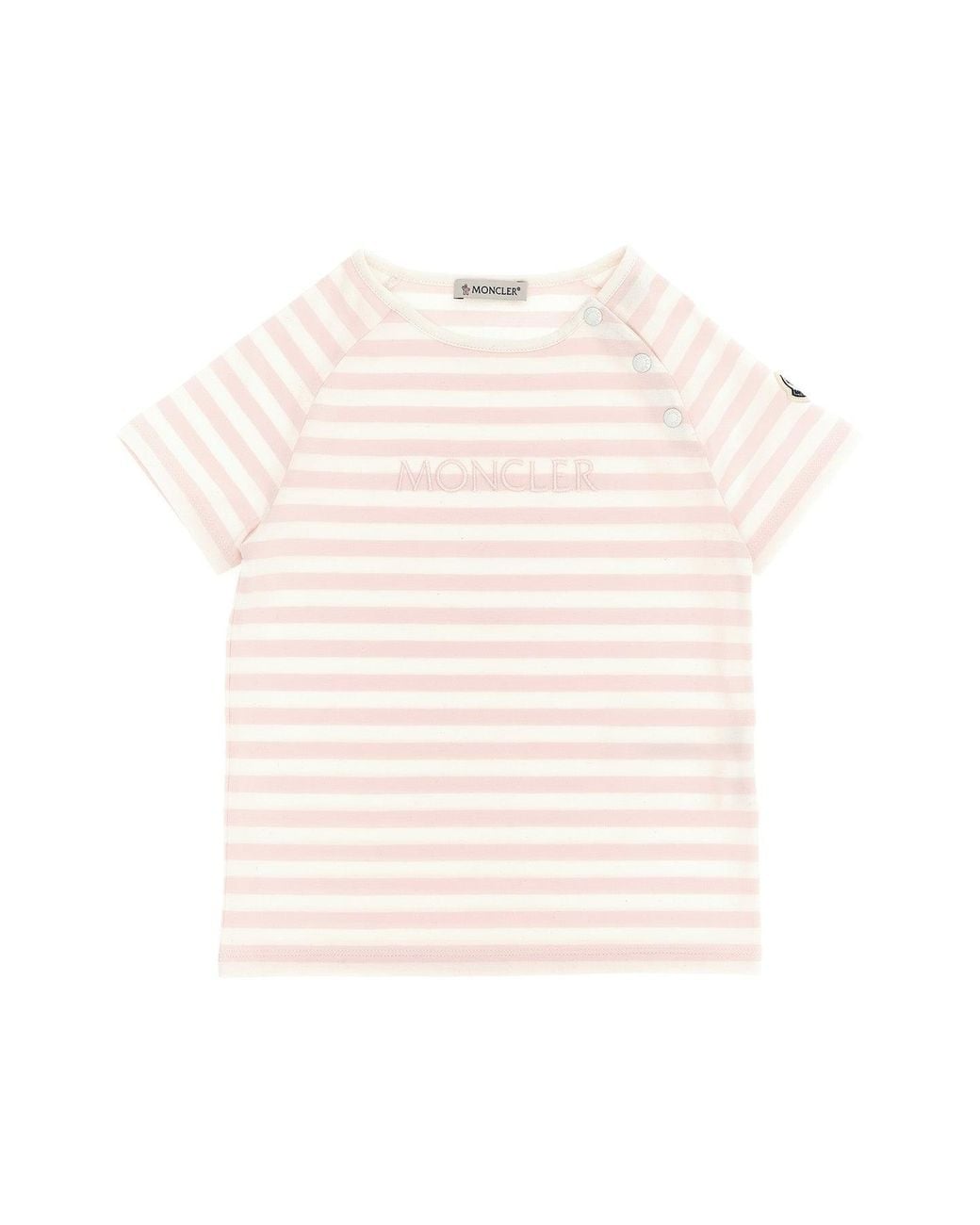 Moncler Pink 'Striped Logo' T-Shirt