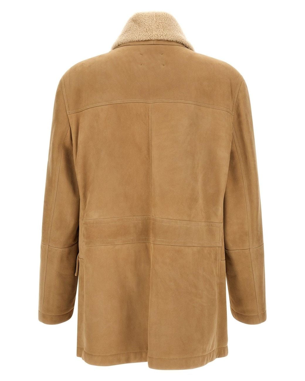 Brunello Cucinelli Natural Curly Shearling Caban Jacket for men