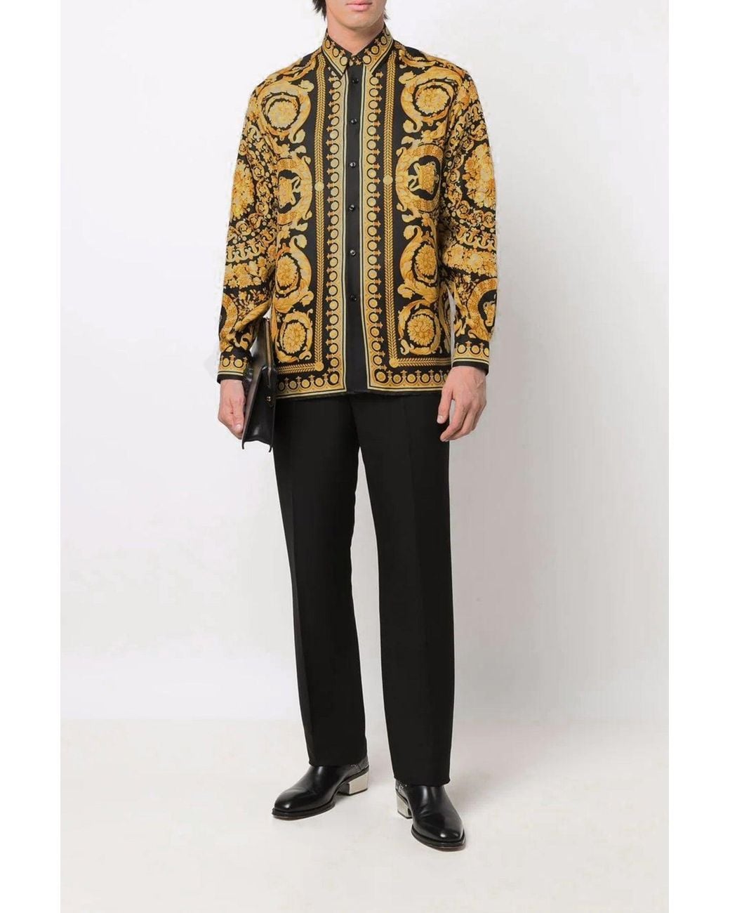 Versace Multicolor Barocco Silk Shirt for men