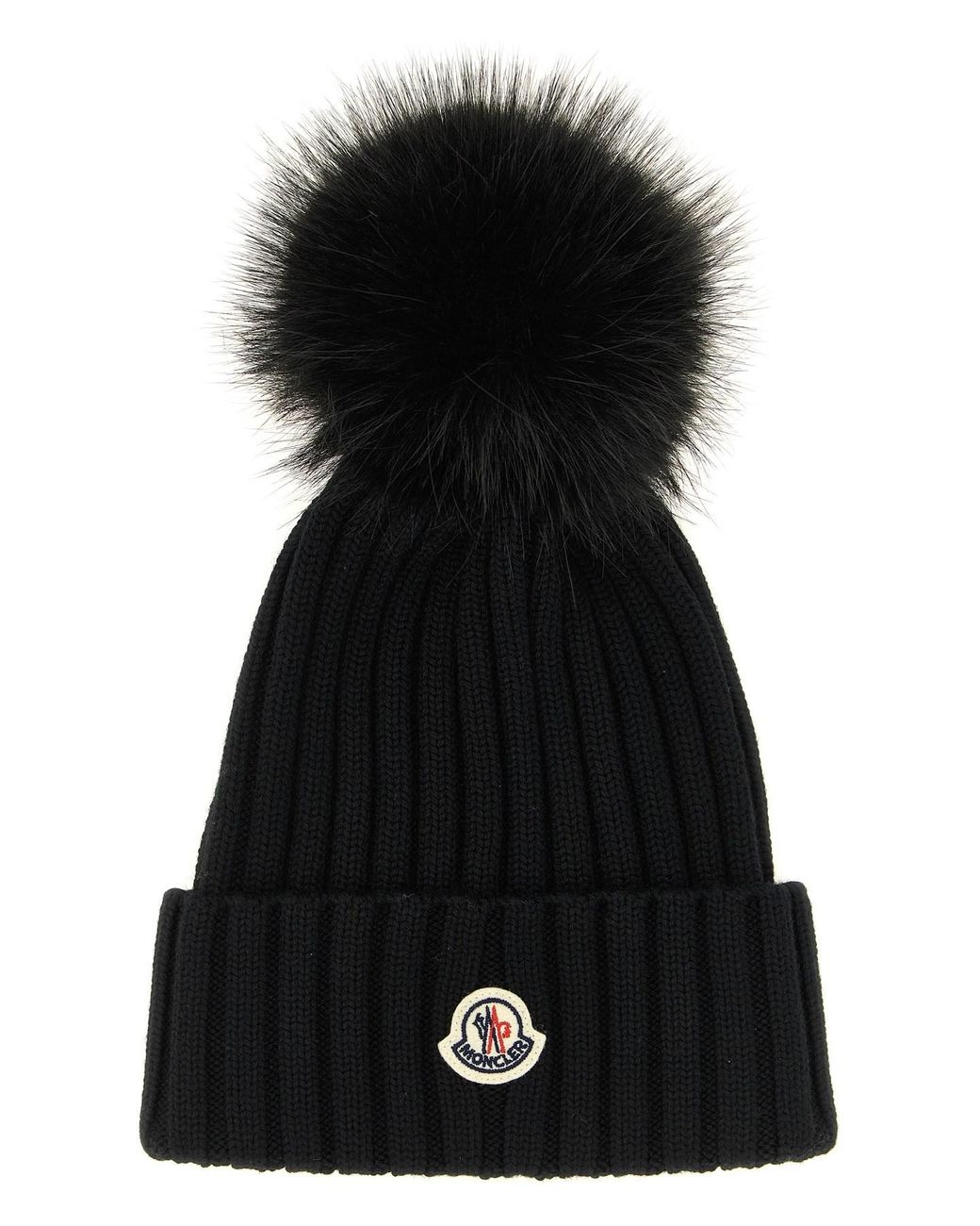 Moncler Black Pompon Wool Beanie