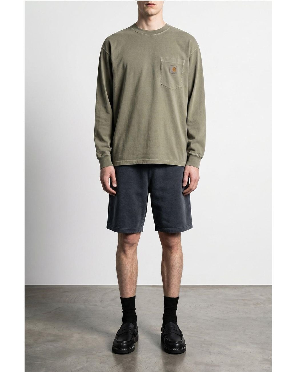Carhartt Gray Shorts With Woven Logo Patch for men