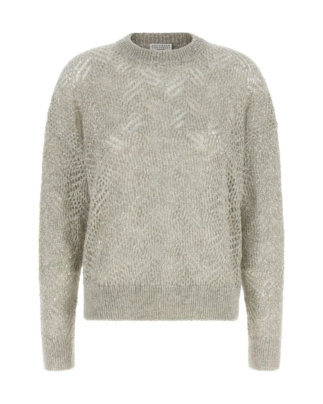Brunello Cucinelli Gray 'dazzling Abstract Leaf' Sweater