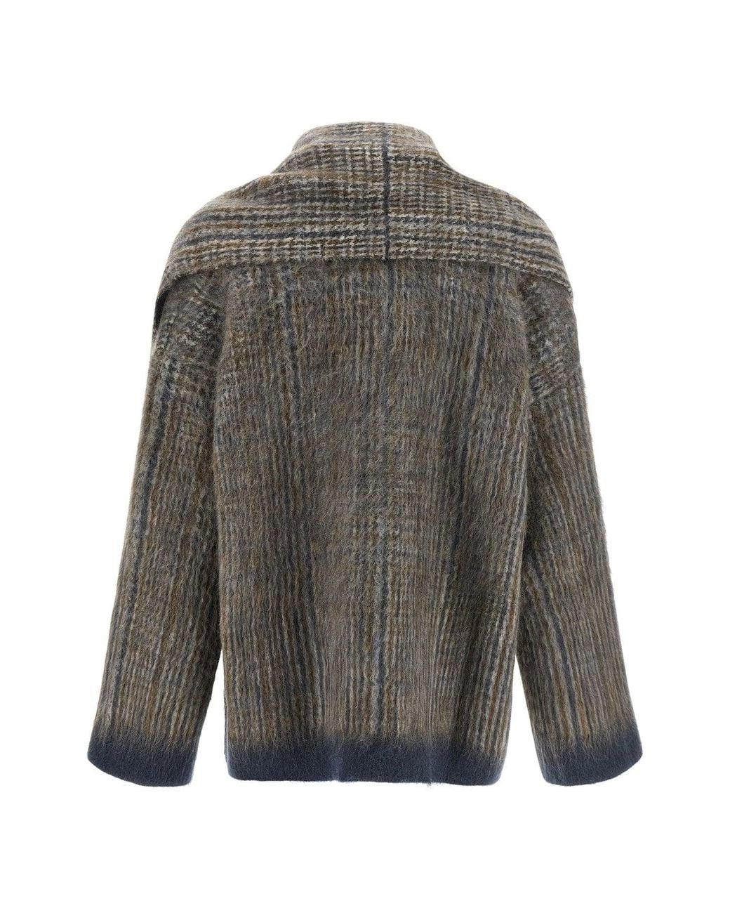 Brunello Cucinelli Gray Cardigan With Scarf Detail
