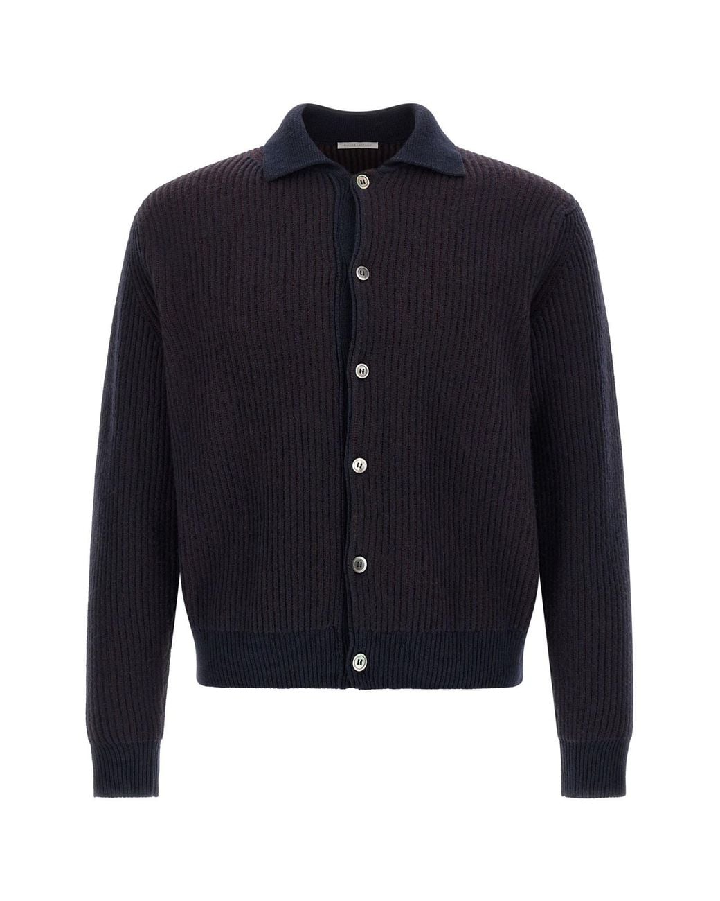 Oliver Lattughi Blue Color-block Cardigan for men