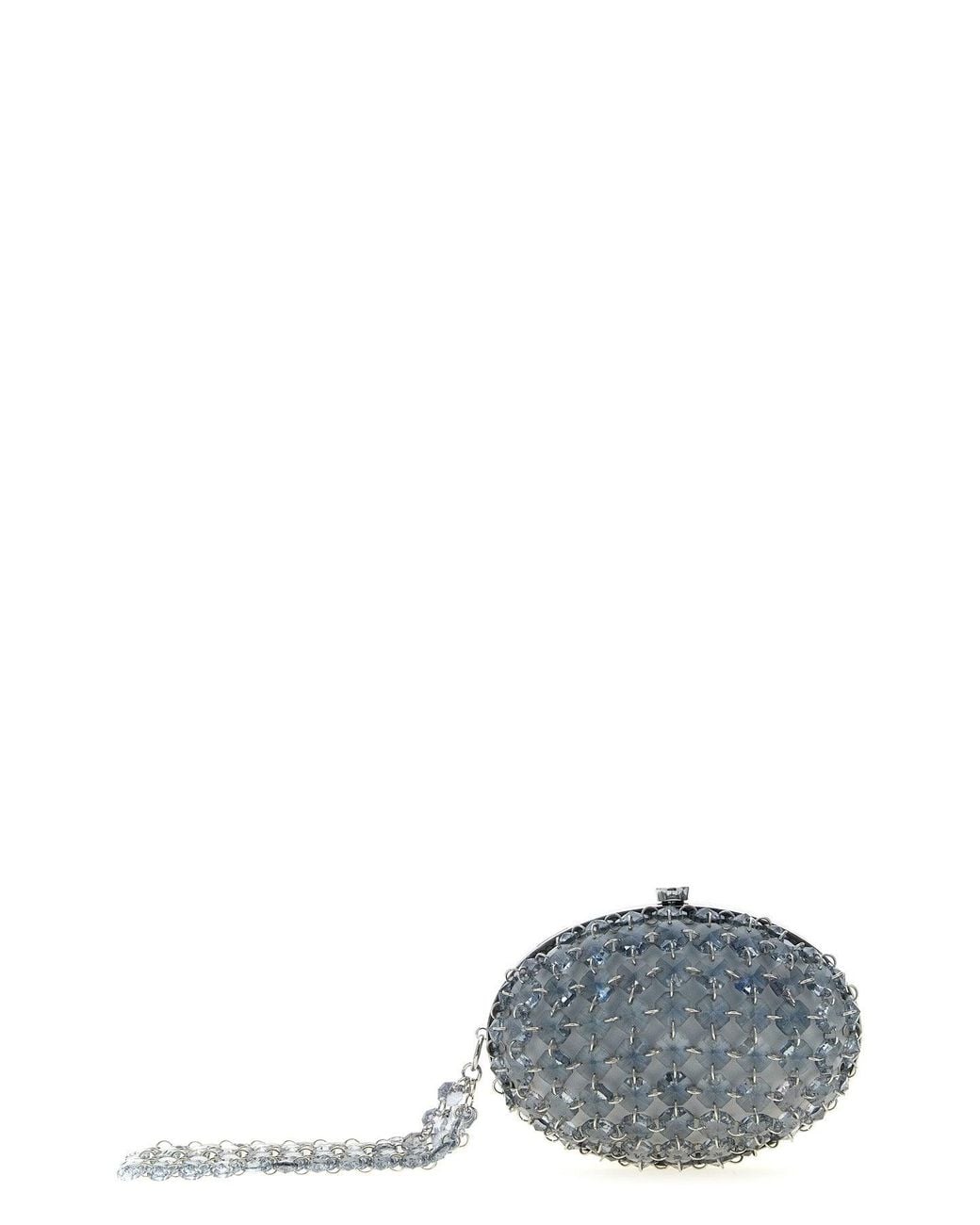 Self-Portrait Gray Self-Portrait Oval Clutch With Crystal Mesh