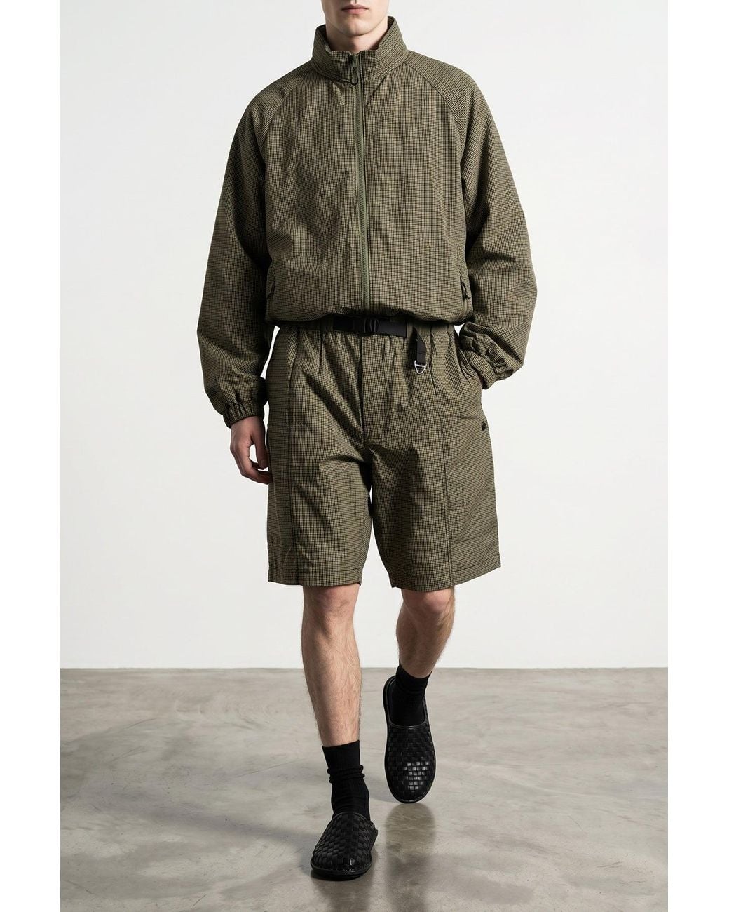 Comme des Garçons Gray Vichy Check Bermuda Shorts for men
