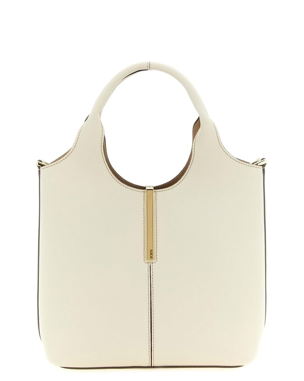 Tod's White Mini Metal Plate Shopping Bag