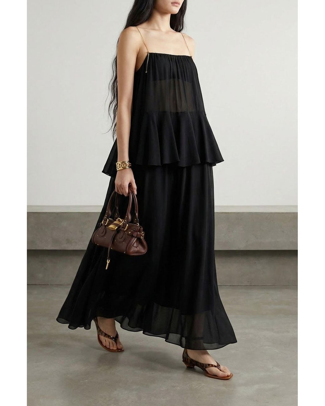 Chloé Black Chloé Maxi Dress With Chain Straps
