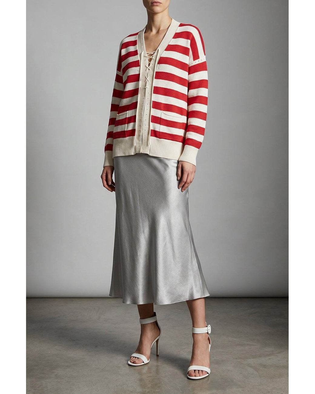 Tory Burch Gray Satin Skirt