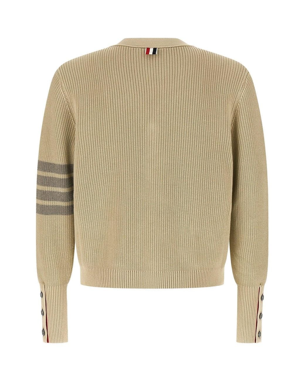 Thom Browne Natural Ribbed Knit Cardigan for men