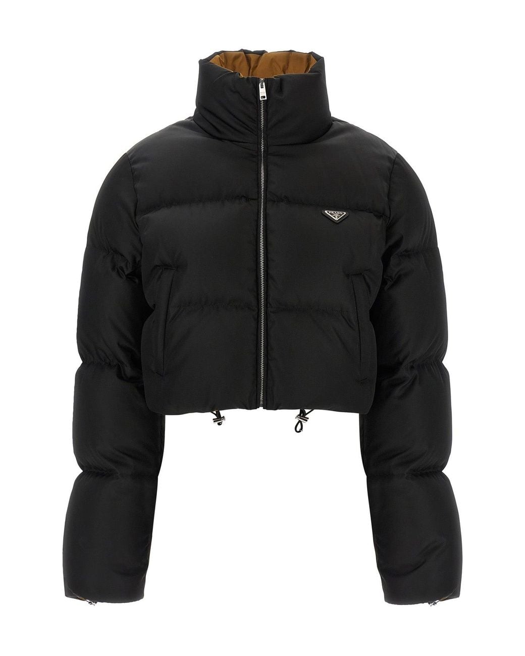 Prada Black Cropped Re-Nylon Puffer Jacket