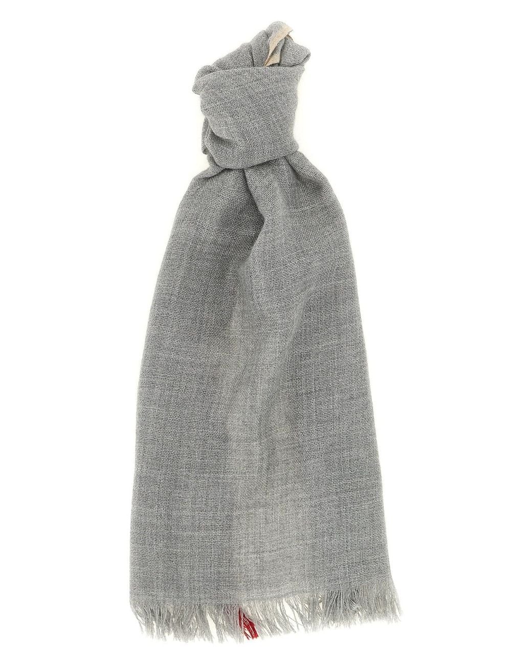 Brunello Cucinelli Gray Contrast Border Scarf for men