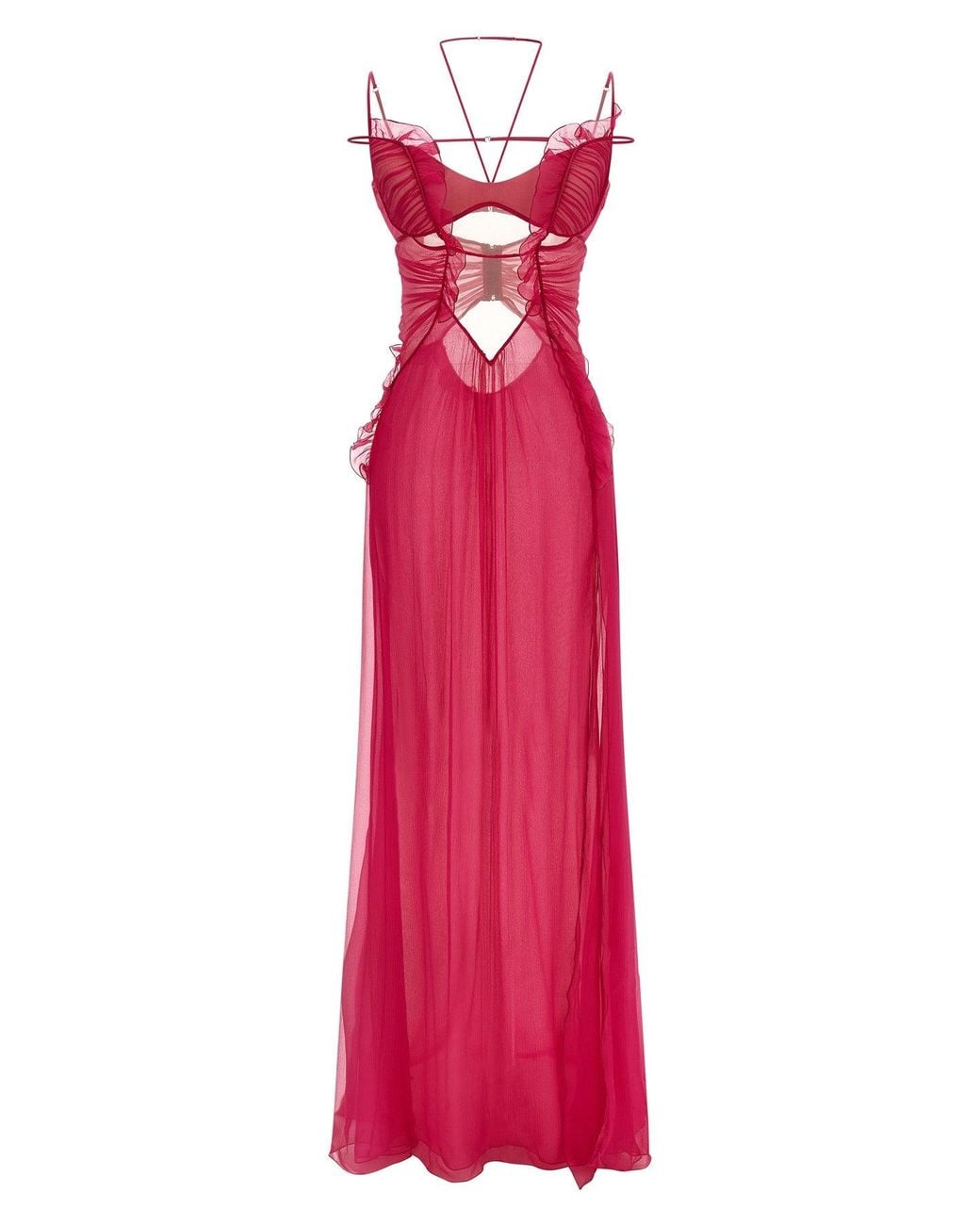 Nensi Dojaka Red Gown With Cut-Out Details