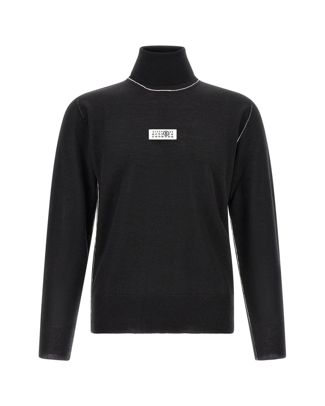 MM6 by Maison Margiela Black Turtleneck Sweater With Contrast Stitching for men