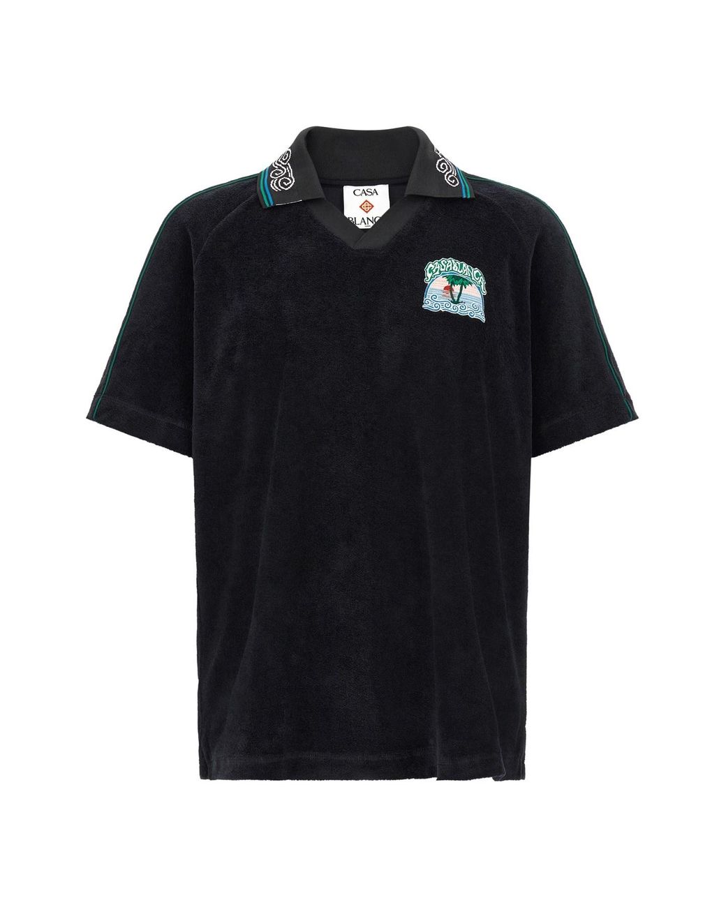 Casablanca Black 'towelling' Jacquard Polo Shirt for men