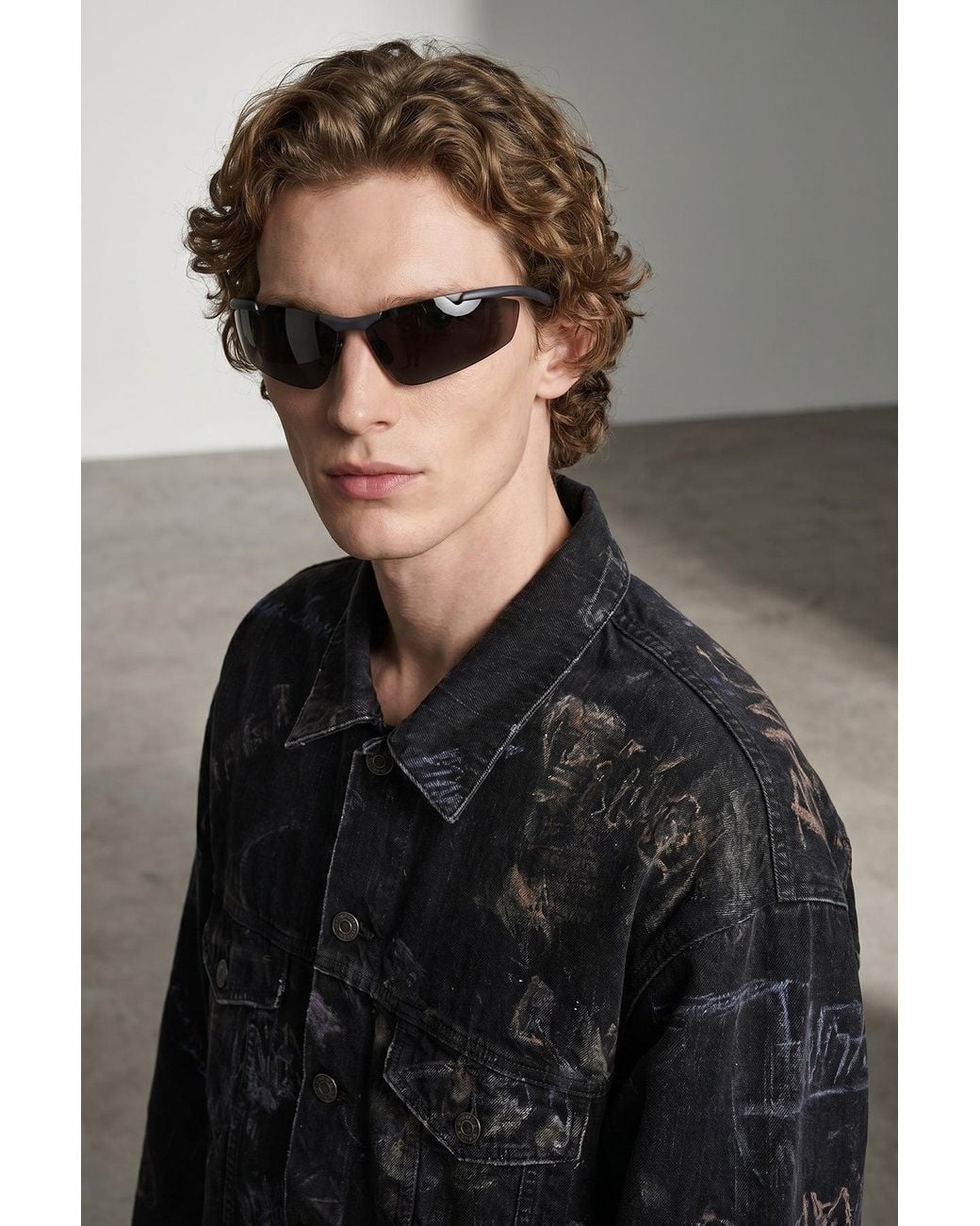 Balenciaga White "Boomerang" Sunglasses for men
