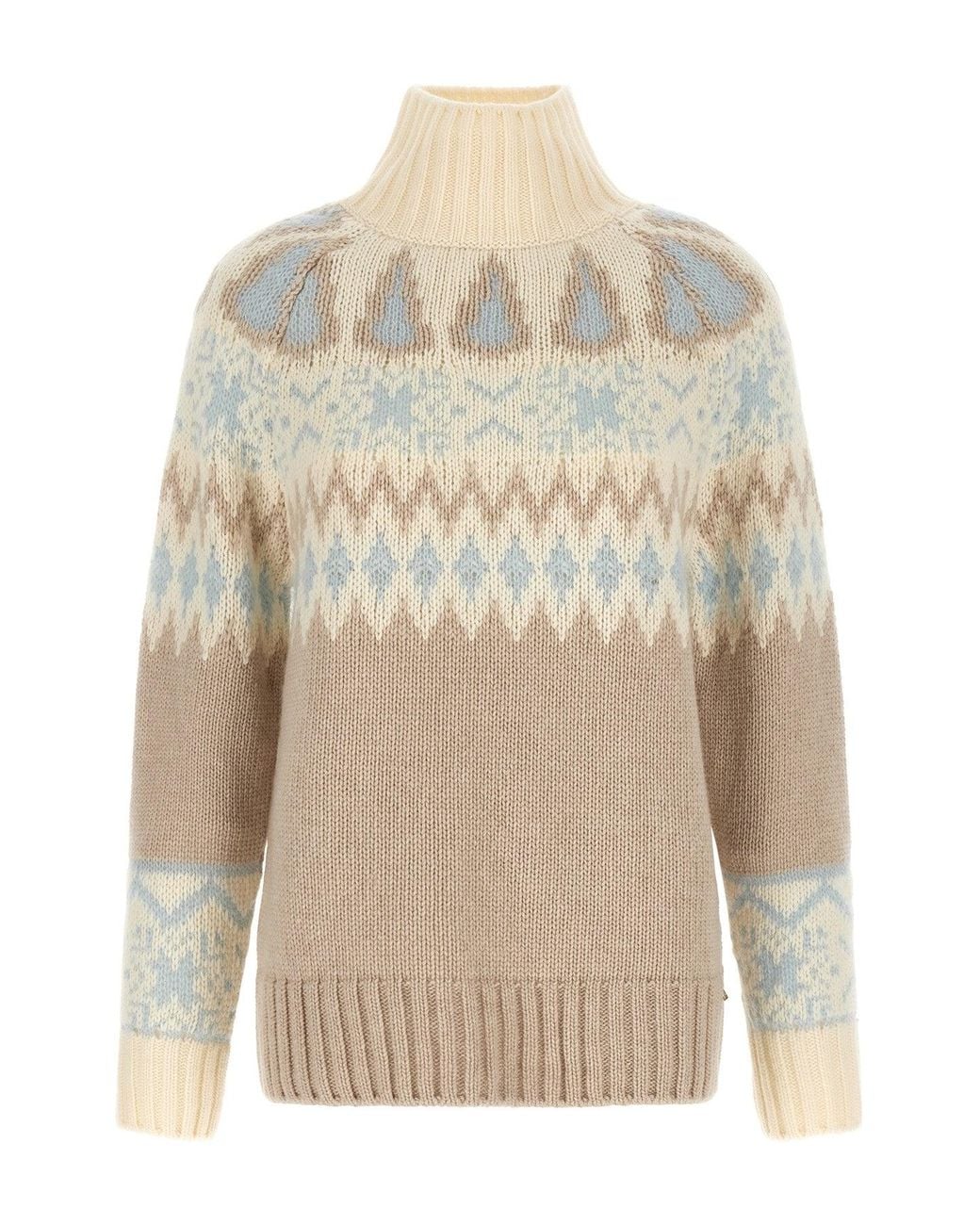 Herno Natural Wool And Cashmere Intarsia Sweater