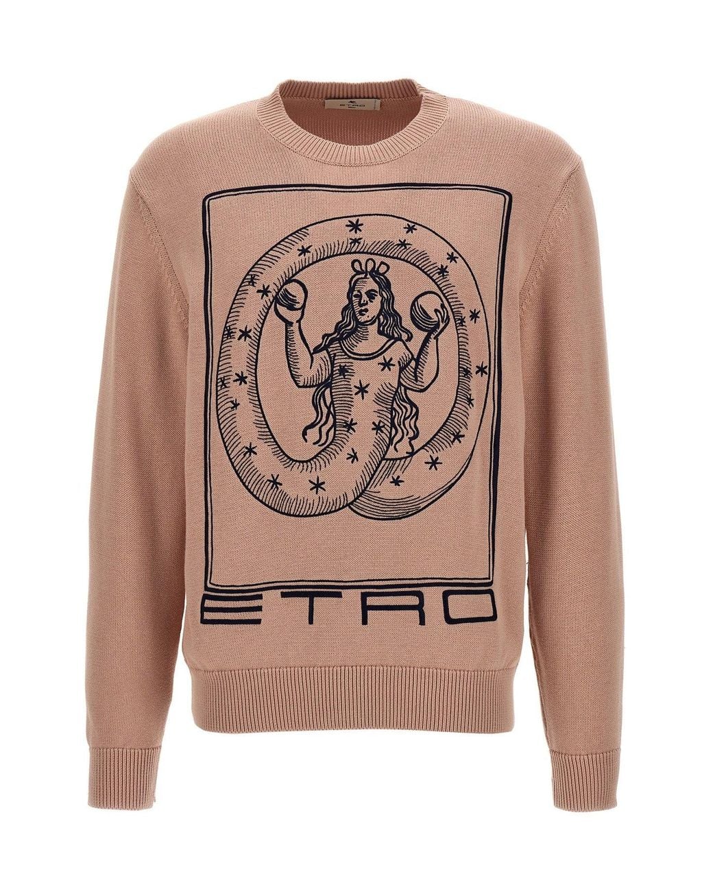 Etro Pink Sweater 'Knitted C-Neck' for men