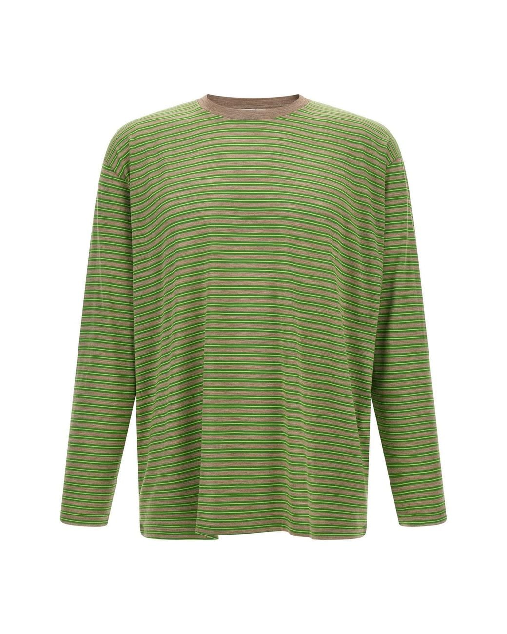 Auralee Green Striped Sweater for men