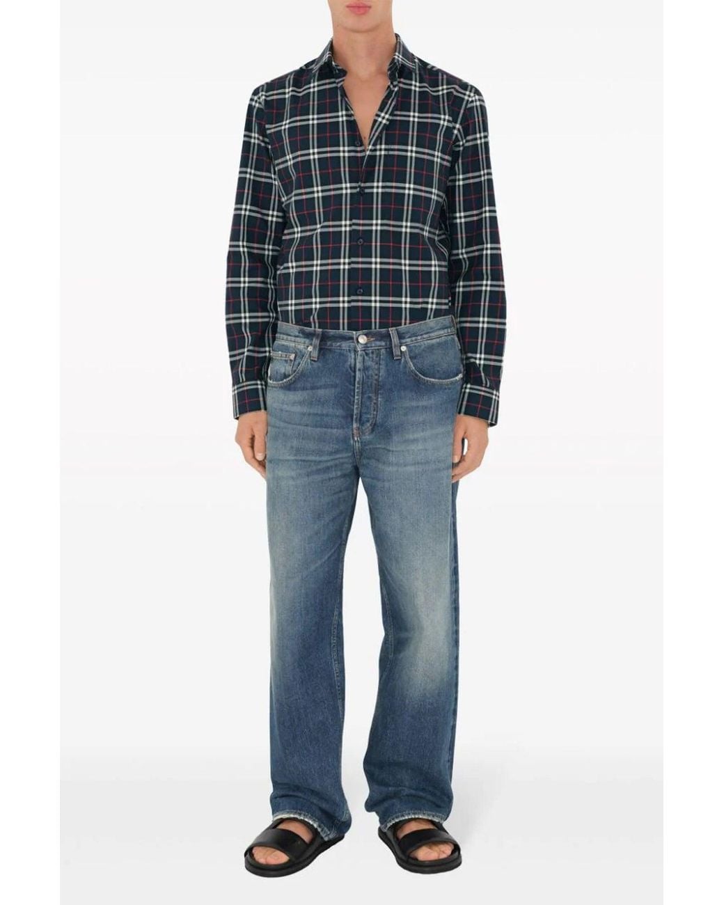 Burberry Blue 'Simpson Check' Shirt for men