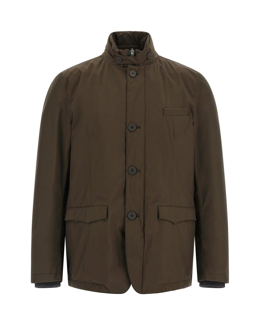 Herno Brown Jacket With Removable Bib for men