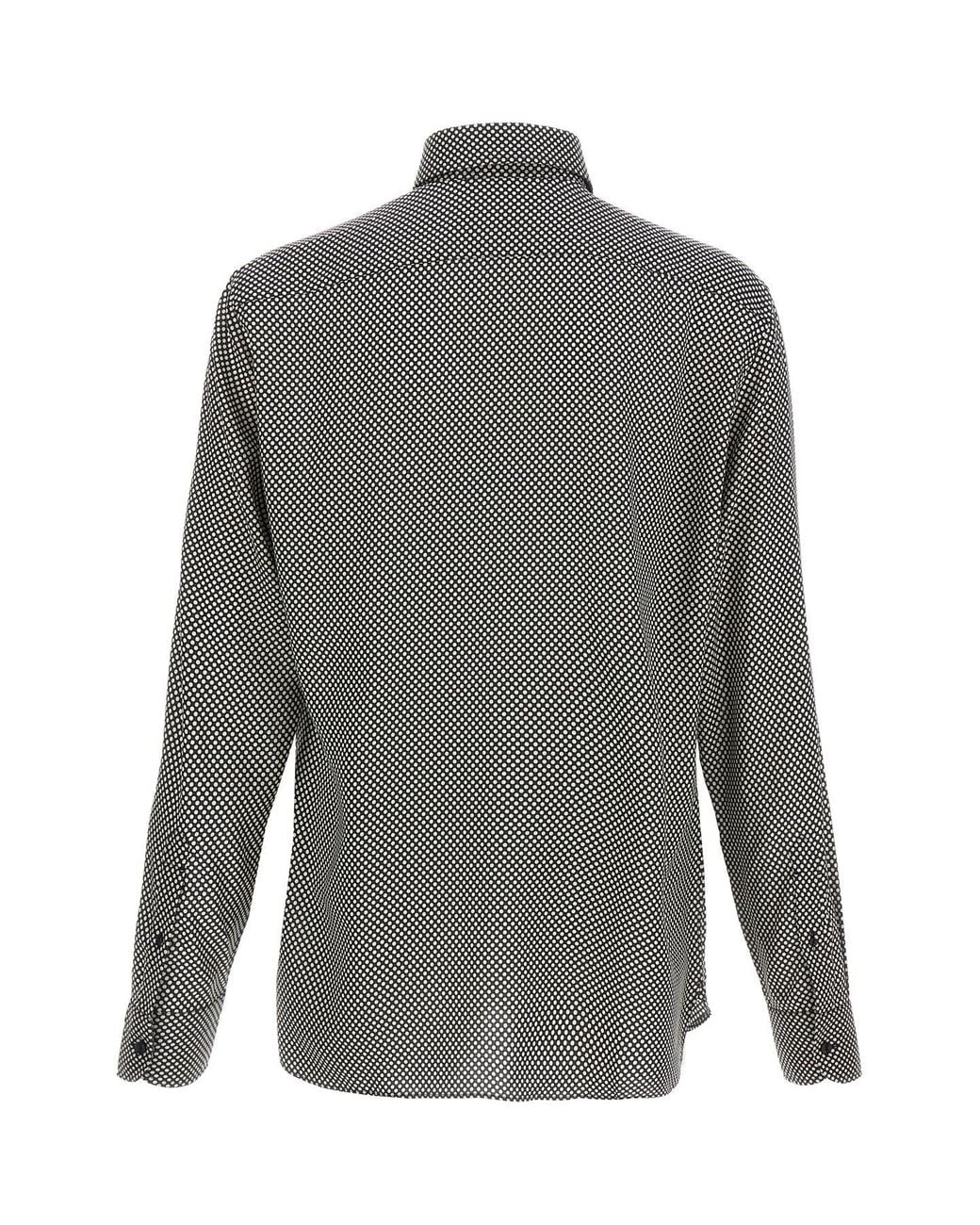 Tom Ford Gray Shirt 'Graphic Polka Dot Fluid Fit' for men