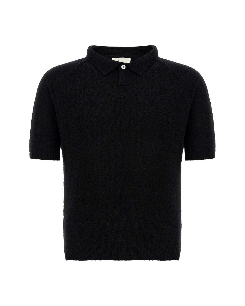 Ma'ry'ya Black Bouclé Cotton Polo Shirt for men