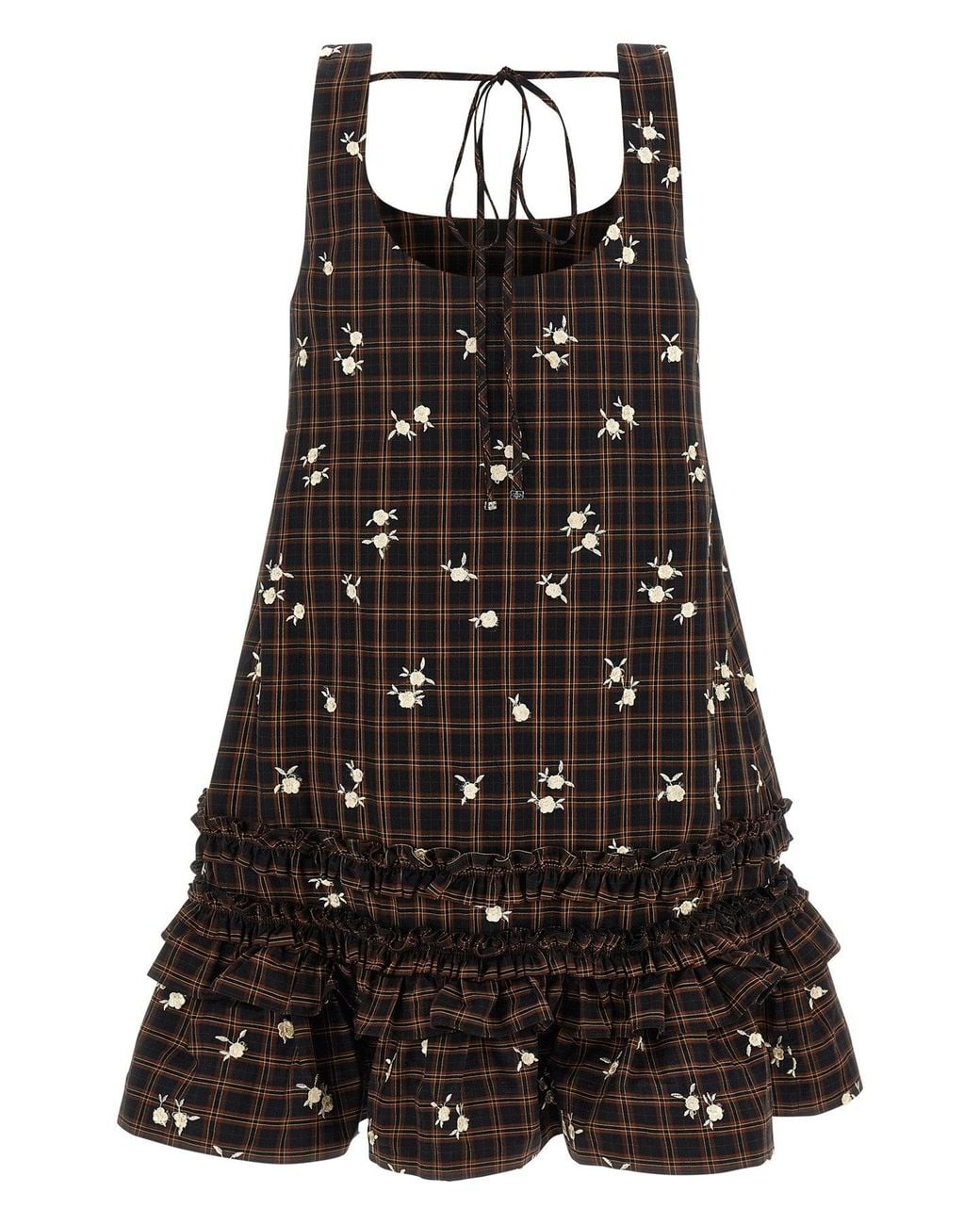 Ganni Black Mini Dress With Ruffled Hem