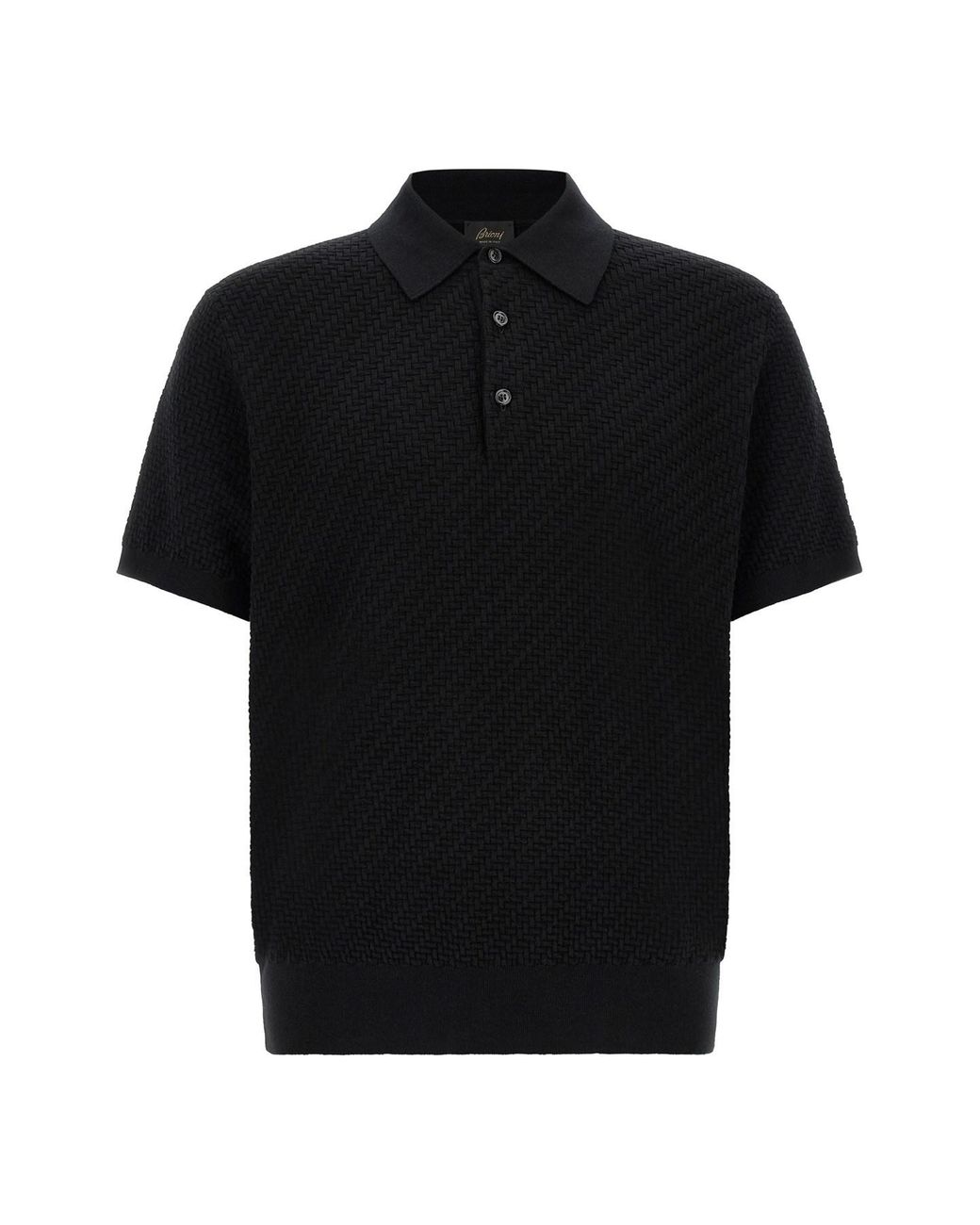 Brioni Black 'trama' Weaving Polo for men