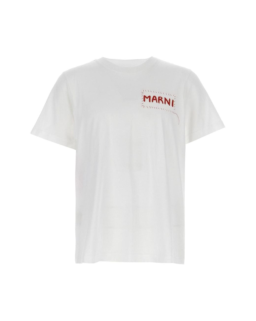 Marni White Logo Patch T-shirt for men