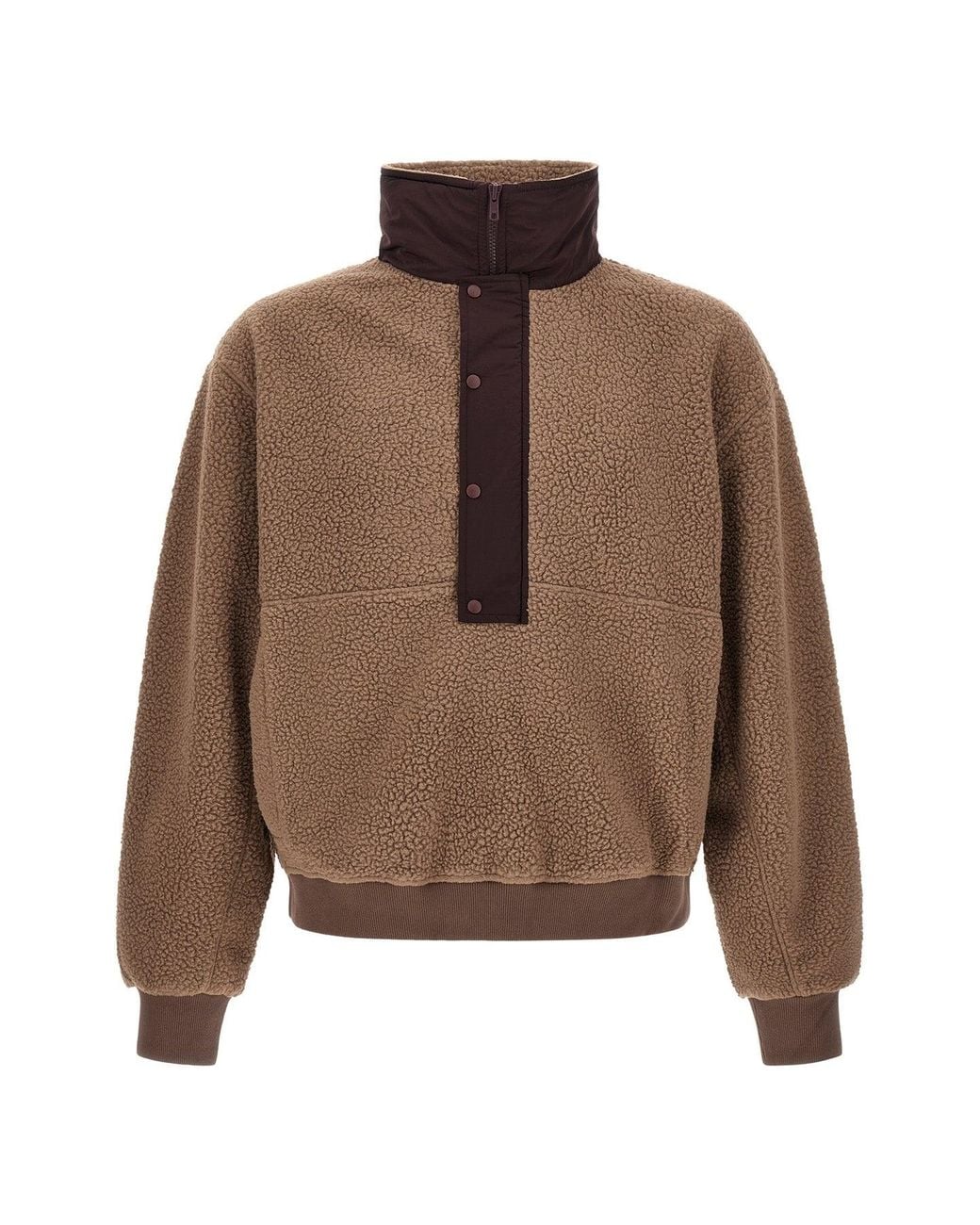 Entire studios Brown System Half Zip Fleece Sweatshirt for men