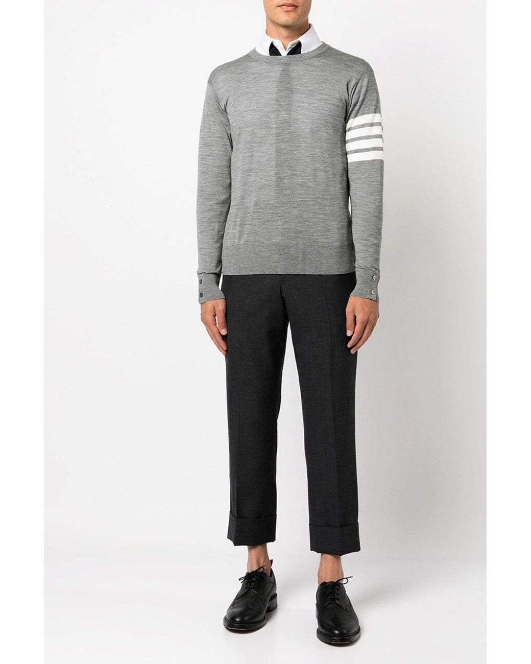 Thom Browne Gray '4-Bar Pullover' Sweater for men