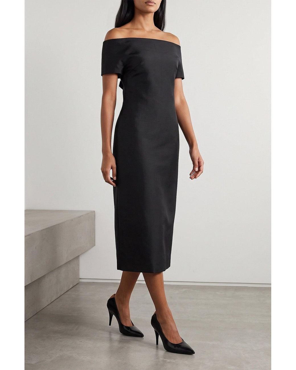Jil Sander Black The Off-Shoulder Midi Dress