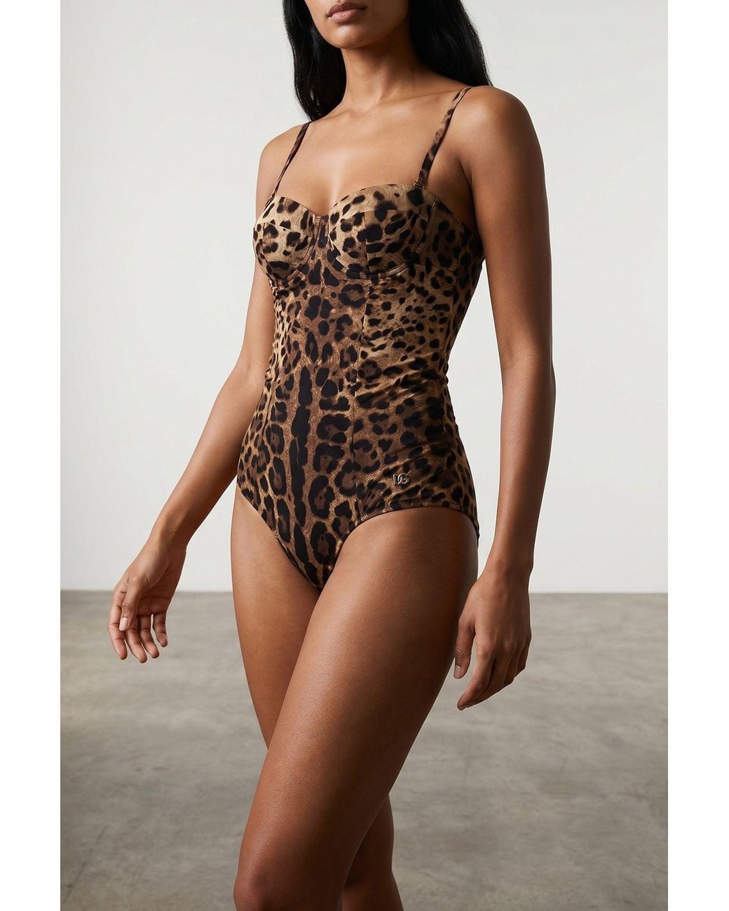 Dolce & Gabbana Brown 'Leopardo' One-Piece Swimsuit